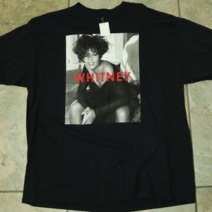 Whitney Houston Ladies T-Shirt XXL Black Band Tee Singer Actress BW Photo